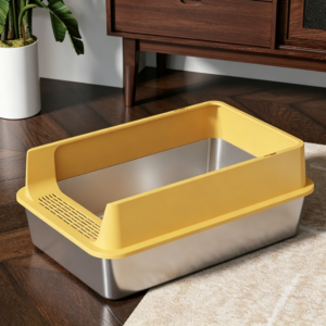 Stainless Steel Cat Litter Box Anti-Splash Open Top Cat Toilet