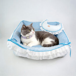 Soft Cozy Pet Bed with Bolster Pillow for Indoor Cats or Dogs