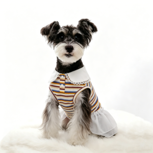 Pet Lace Collar Striped Knit Dress for Small Dogs