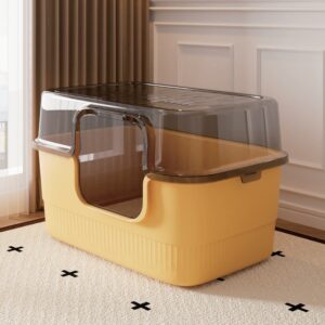 Clear Transparent Lid Fully Enclosed Cat Litter Box